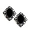 2.25" x 2" Large Gothic Silver Black Velvet Cameo Pendant 1 Piece